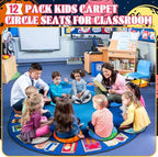 Tinideya 12 Pcs Kids Carpet Circle Seats for Class 16 Inch Round Classroom Rug Floor Cushions Soft First Day of School Educational Mat Non Slip Back to School Learning Playing Areas(Space Planet)