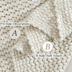 Blagic Grey and White Knit Throw Blanket with Tassel| Home Decor Blanket| Holiday Throw| Wrap Shawl Scarf, Lightweight Soft Cozy Warm Fluffy, Wheat Textured, 50" W x 60" L