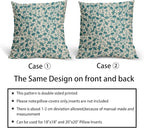 Teal Floral Pillow Covers 18x18 Set of 2 Vintage Rustic Old Style Cute Small Flower Blue Green Cream Print Decorative Outdoor Pillowcases Farmhouse Throw Cushion Case Decor for Couch Sofa Bed