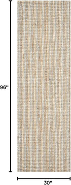 SAFAVIEH Natural Fiber Collection Runner Rug - 2'6" x 8', Grey & Natural Brown, Handmade Jute, Farmhouse Style, Chunky Textured Thick Pile (NF447K)