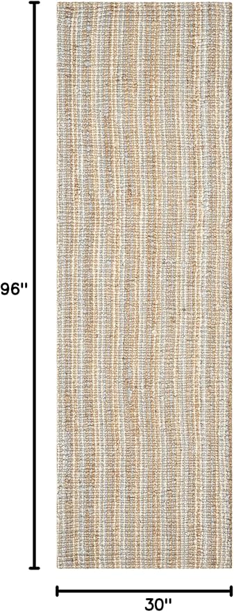 SAFAVIEH Natural Fiber Collection Runner Rug - 2'6" x 8', Grey & Natural Brown, Handmade Jute, Farmhouse Style, Chunky Textured Thick Pile (NF447K)