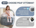Round Pouf Ottoman Foot Rest Plush Ottoman Footstools for The Living Room Ottomans Stuffed Full of Foam Blocks 26"x18" Large Foot Stool Dark Grey Footrests Hassocks and Ottomans Set