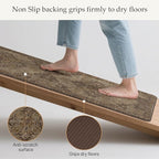 GENIMO Kitchen Mats for Floor 2PCs, Washable Anti Fatigue Mat for Cushioned, 17.3"x47"+17.3"x30", Waterproof Kitchen Rugs, Non Slip Comfort Standing Mat Rug for Home, Sink, Laundry, Rustic Brown