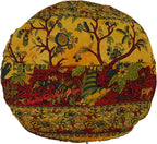 35 X 35 Inch Large Mandala Floor Pillow Cushion Seating Throw Cover Hippie Decorative Bohemian Ottoman Poufs, Multi Pom Pom Pillow Cases,Boho (Yellow T.L, 35X35X6 Round)