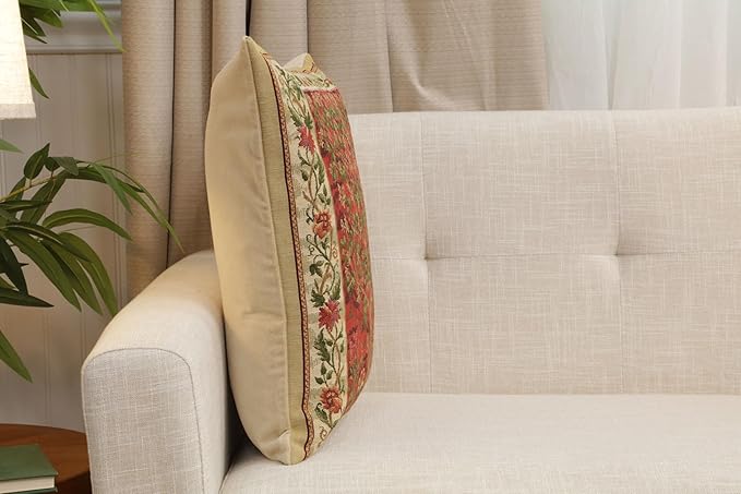 Tree of Life Red I European Cushion Cover - 18 in. x 18 in. Cotton by Charlotte Home Furnishings Inc