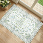 Area Rugs 2'x3' Kitchen Rugs Entry Rug Small Rugs for Entryway Kitchen Bathroom Door Mat Indoor Entrance,Washable Non Slip, Green White Blue