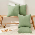 Topfinel Decorative Sage Green Throw Pillow Covers Cushion Cases, Set of 4 Soft Velvet Modern Double-Sided Designs Match for Home Decor, Pillow Inserts Not Included (18x18 inch)