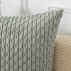 Kevin Textile 14x36 Inch Long Lumbar 1 Pack Boho Decorative Throw Pillow Cover Soft Striped Corduroy Rectangle Cushion Case Farmhouse Solid Color Accent for Living Room Couch Sofa Bed, Greyish Green