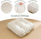Washable Floor Pillow Cushion for Adults, Meditation Cushion Pillow, Removable Tufted Blended Corduroy Cover, Large Square Floor Sitting for Tatami Living Room or Yoga, 22x22 Inch, Machine Washable