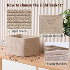 Small Organizing Baskets for Cubes Shelf, 9.7x9.7x7.1 Inch Rope Woven Storage Bins for Nursery Shelves Storage, Cute Toy Basket, Square 3 Packs Mixed Brown