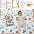 Tiamon 4 Pack Baby Blanket for Boys Girls 30 x 40 Inch Soft Double Layer Blankets with Dotted Backing Lovely Design Quilt for Unisex Toddler Newborn Forest Multicolor Printed (Animals)