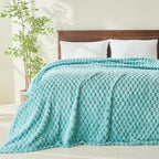 NEWCOSPLAY Super Soft King Blanket Sage Green Premium Silky Flannel Fleece 3D Clouds Stylish Jacquard Lightweight Bed Blanket All Season Use 350GSM (Sage Green, King(90"x110"))