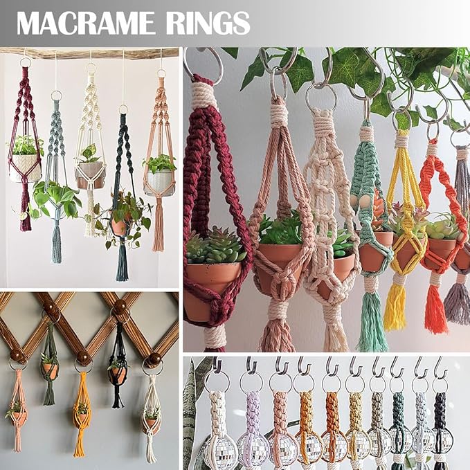Ewparts Metal O Rings Assortment Multi Size Metal Rings for Crafts 50 Pack 3mm Thick Welded Heavy Duty Macrame O-Ring for Sewing,Dog Leash,Dog Collor,Macrame Plant Hanger,Crafting,Jewellry Making