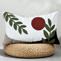 Boho Embroidered Throw Pillow Covers 12x20, Lumbar Decorative Pillow Covers Tufted Abstract Modern Leaf Sun Textured Couch Cushion Cases for Sofa Bed Living Room Decor (1PC, Black Red)