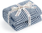 Snuggle Sac Herringbone Throw Blanket for Couch, Reversible Super Soft Warm Blankets Cozy Knit Fuzzy Plush Lightweight Throws for Sofa, Bed, Camping, Navy, 50x60 inches