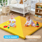 Waterproof Baby Play Mat for Floor Memory Foam 50 * 50 Cushion Playpen Playmat Tummy Time Crawling Mat Nursery Rug Thick Pad Create Soft & Safe Area for Infants,Toddler,Kid,Yellow