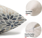 Kawani Navy Blue Dahlia Lumbar Pillow Covers 12X20 Inch Rustic Geometric Flower Decorative Pillow Cases Set of 2 Beige Tan Gray Floral Throw Pillows for Cushion Sofa Couch Farmhouse Outdoor