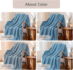 WRENSONGE Striped Throw Blanket, Blue Soft Cozy Fluffy Warm Hand Made Throw Blankets for Couch, Sofa, Chair, Bed, Camping, Picnic, Travel Lightweight Bed Blanket - 50"*60"