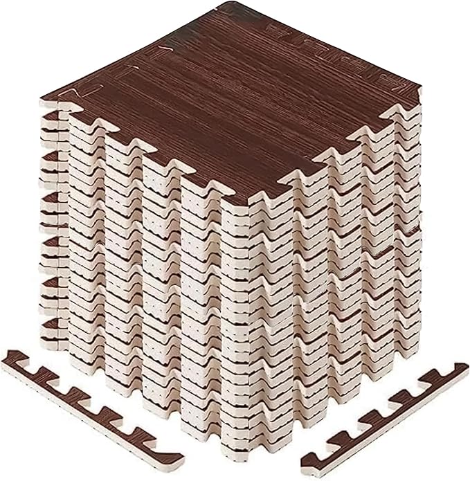 Yes4All EVA Interlocking Mats, Puzzle Floor Tiles, Foam Floor Padding with Border for Furniture, Home Space, Living Room, Garage 11,22,32 SQFT
