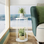 Plant Stand Indoor,small plant stool,Flower Pot Corner stand holder,Mid Century Heavy Duty Metal Tall Home Decor,Modern Round End Table,Small Rustic Display Stand for Living Room,Bedroom(White,21In)