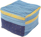 VOSAREA Pouf Cover Square Pouf Ottoman Cover Boho Linen Cushion Decorative Square Unstuffed Thick Cotton Linen Tatami Buttocks Cushion (Sky-Blue)