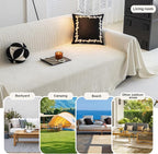 ROOMLIFE Boho White Couch Cover for Dogs, Washable Non Slip Furniture Protector Couch Sofa Covers for 3 Cushion Couch, Soft Chenille Couch Cover Throw Blanket with Tassels 71''X118''