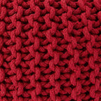 · REDEARTH · Round Pouf Ottoman - Hand Knitted Cable Boho Poof - Foot Stool Bean Bag - Home Décor Stuffed Footrest for Living Room - Nursery - Bedroom - 100% Cotton Poufs (19.5"x19.5"x14") - Red