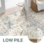 GENIMO 8x10 Area Rugs for Living Room, Machine Washable Rug, Non Slip Indoor Vintage Rug, Low Pile Lightweight Chenille Print Carpet for Bedroom Dining Room Home Office, Mint Sage