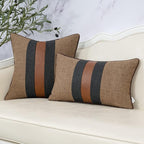 Yangest Patchwork Pillow Cover 18x18 Inch Luxury Cotton and Linen Cushion Cover Faux Leather Pillowcover for Couch Bedroom Living Room, Brown