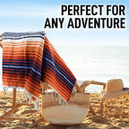 Authentic Large Handwoven Mexican Blanket - Soft Yoga- Durable Serape- Lightweight Falsa, Beach, Camping, Picnic, Outdoor Blanket 70"x50" - Orange Gold