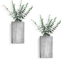 Dahey 2 Pack Wood Wall Planter Vase with Artificial Eucalyptus Farmhouse Wall Hanging Decor Pocket Planter for Indoor Fake Plants Greenery, Living Room Bedroom Kitchen Home Office Decoration, Grey
