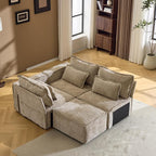 VINGLI 111" Convertible Modular Sectional Sofa,Comfortable L Shaped Reversible Couch with Ottoman, Removable 3 Seater Boneless Modern Couch, Durable Chenille Cloud Sofa for Living Room,Khaki