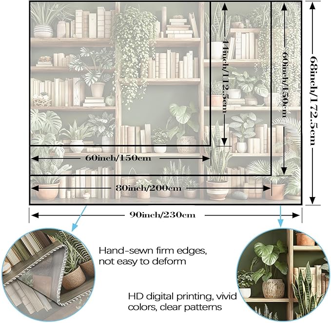 Accnicc Green Plant Bookshelf Tapestry Botanical Bookshelf Tapestries Wall Hanging Modern Potted Plants Bookshelf Backdrop Extra Large Tapestry for Bedroom Living Room Dorm 90 x 68 inch