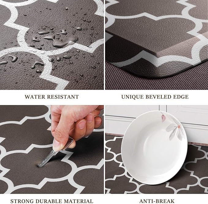 WISELIFE Kitchen Mat Cushioned Anti-Fatigue Kitchen Rug,17.3"x 39",Non Slip Waterproof Kitchen Mats and Rugs Heavy Duty PVC Ergonomic Comfort Mat for Kitchen, Floor Home, Office, Sink, Laundry