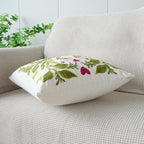 vctops Heart Flower Embroidered Decorative Throw Pillow Cover Spring Summer Floral Square Pillow Cases Cute Cotton Cushion Cover for Couch Sofa Bed (Flower E,18"x18")