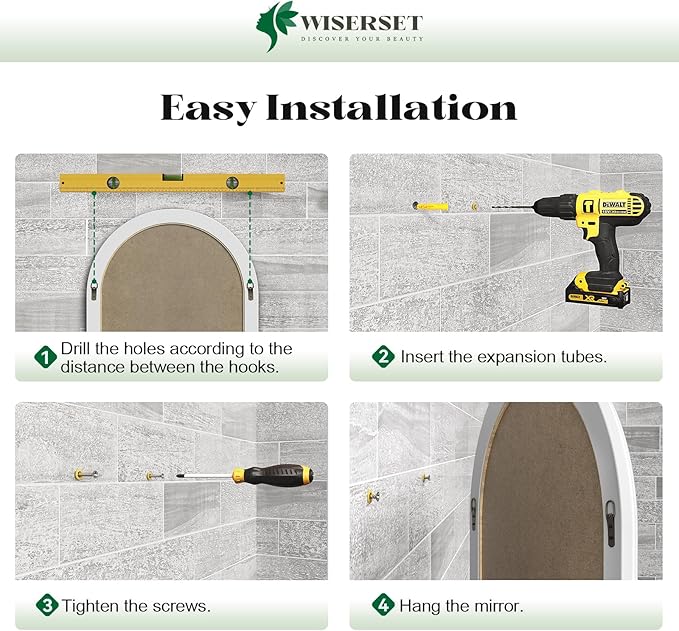 Boho Mirror for Wall, 22" x 30" Farmhouse Arched Rustic Wooden Frame Mirror with Beaded, Arch Decorative Wall Mirrors for Bathroom, Vanity, Living Room, Entryway
