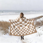 Joiedomi Throw Blanket for Couch Bed, Checkered Knitted Blankets Gifts for Women Mom Girls, Cozy Cute Soft Throw Home Room Decor Aesthetic for Women Mothers Birthday Gifts 50x60 Inches