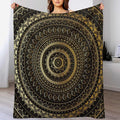 Black Gold Mandala Throw Blanket Boho Indian Hippie Vintage Abstract Bohemian Flower Blanket for Sofa Bed Couch Chair Or Dorm 40"x50"