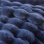 BENVWE Fluffy Faux Fur Throw Blanket for Couch, Soft Plush Thick Cozy Fuzzy Luxury Minky Bubble Blanket for Home Living Room Decor Gift for Women, Navy Blue, 51" x 63", 1100GSM
