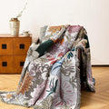 Boho Throw Blanket for Couch Cover, 100% Handwoven Cotton Southwestern Farmhouse Floral Decor Reversible Blanket, All Season Throw for Sofa Bed Tapestry Outdoor Camping Picnic. 71″×134″