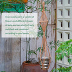 Hourglass Floating Macrame Plant Hangers 2 Pack Handmade Cotton Rope Hanging Planters Basket with S Hooks, Diamond Openwork Boho Home Decor for Indoor Outdoor, Plants Holder 35" & 39” (Caramel)