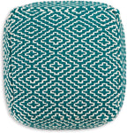 Signature Design by Ashley Brynnsen Casual Handwoven Geometric Pouf, Green & White