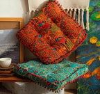 Meditation Floor Pillow, Large Pillows Seating, Bohemian Cushion for Fireplace Yoga Living Room Sitting(Size:42x42x6cm,Color:Moroccan Square mat - Orange)