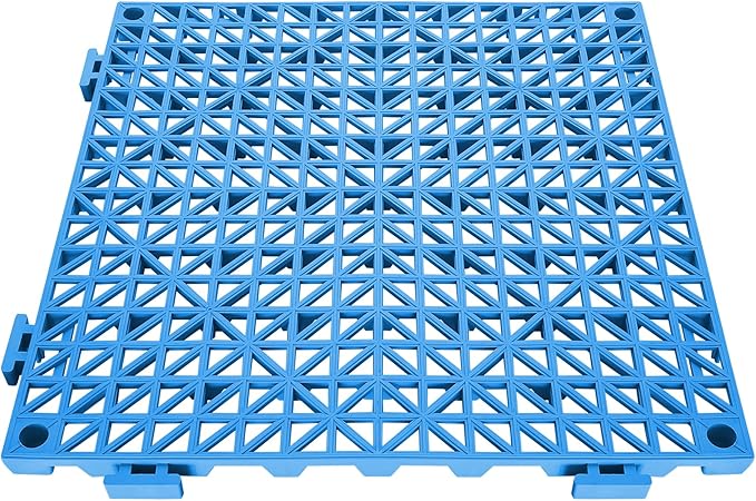 VEVOR Interlocking Tiles, 55Pcs 12 x 12 in, Soft PVC Drainage Tile Mat, Non Slip & Wear-Resistant Splicing Drainage Mat, Floor Tile Drain Holes for Restroom, Bathroom, Kitchen, Pool, Blue