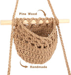 3 Tier Hanging Fruit Basket, Wall Hanging Vegetable Fruit Baskets Cotton Woven Storage Baskets for Organizing, BOHO Wall Basket Decor, Over the Door Organizer for Kitchen, Bedroom, Bathroom