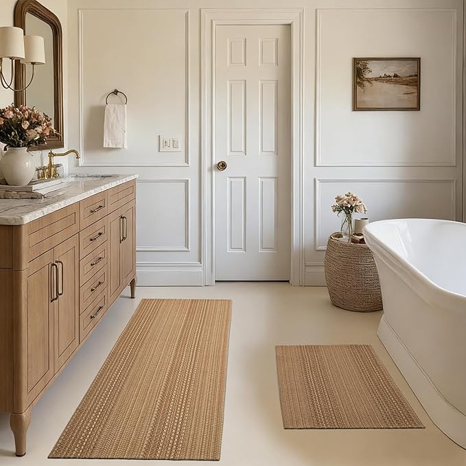 Kitchen Mats for Floor, 20"x30"+20"x59" Kitchen Rugs, Machine Washable Mats Boho Style, Absorbent Runner Rugs for Kitchen, Non-Slip, Durable, Easy Clean, Everyday Use