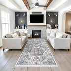 Washable 4x8 Hallway Area Rug: Vintage 8ft Water Resistant Soft Runner Rug for Entry Kitchen Non Slip Wide Low Pile Carpet for Living Room Bedroom Thin Floor Mat for Bathroom Dining Room(Brick,4x8)