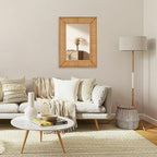 Boho Rattan Wall Mirror Wooden Framed Rectangle Mirror Rattan Decorative Farmhouse Hanging Mirror for Bathroom Vanity Entryway Living Room Home Wall Decor - 23.82" x 1.78" x 31.5"