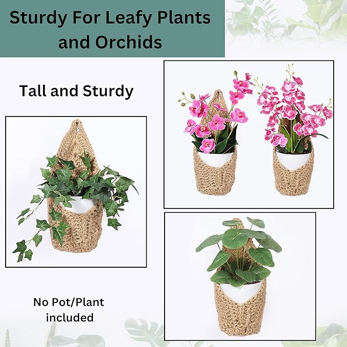 2 Pack 6 inch Macrame Wall Plant Hanger, Hanging Orchid Basket | Wall Plant Holder, Wall Planters for Indoor Plants (2 Pack, for up to 6 inch Pot)