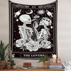 Naykow Skull Tapestries Black and White Skeleton Gothic Grunge Dark Witchy Wall Hanging Decor Tapestry for Bedroom Aesthetic Alt Room (30x40 inches vertical)